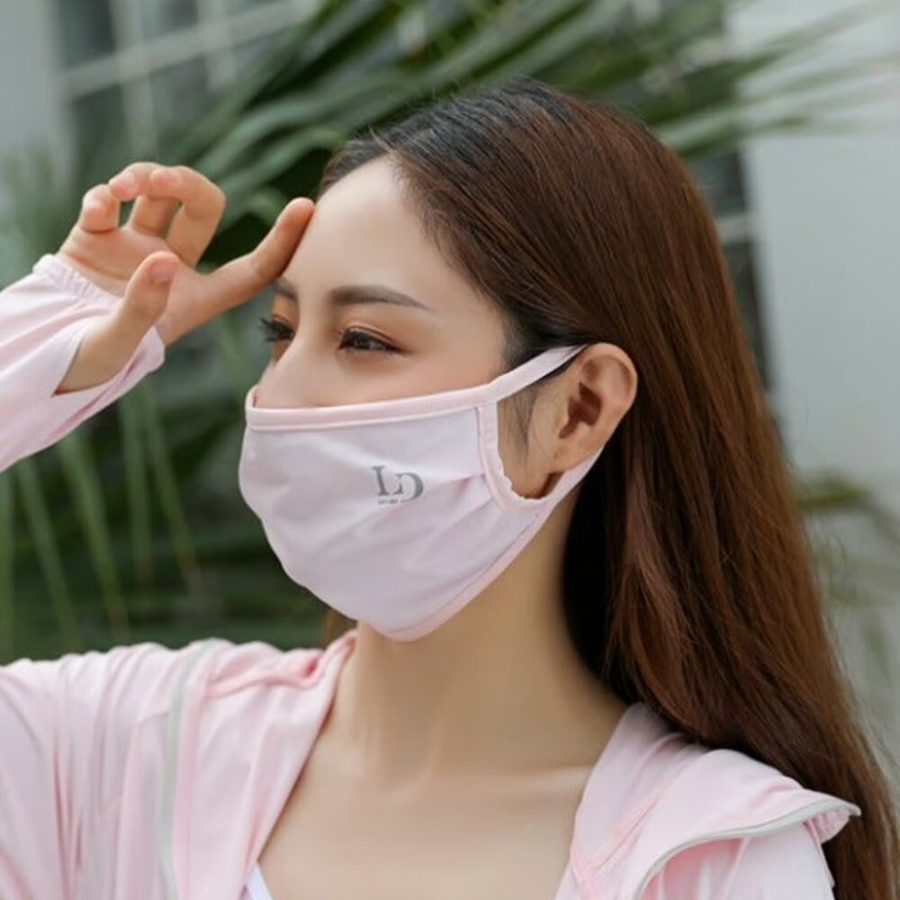 NWT Korea Let's Diet Sun Protect 100% UV CUT Face mask - Powder Pink